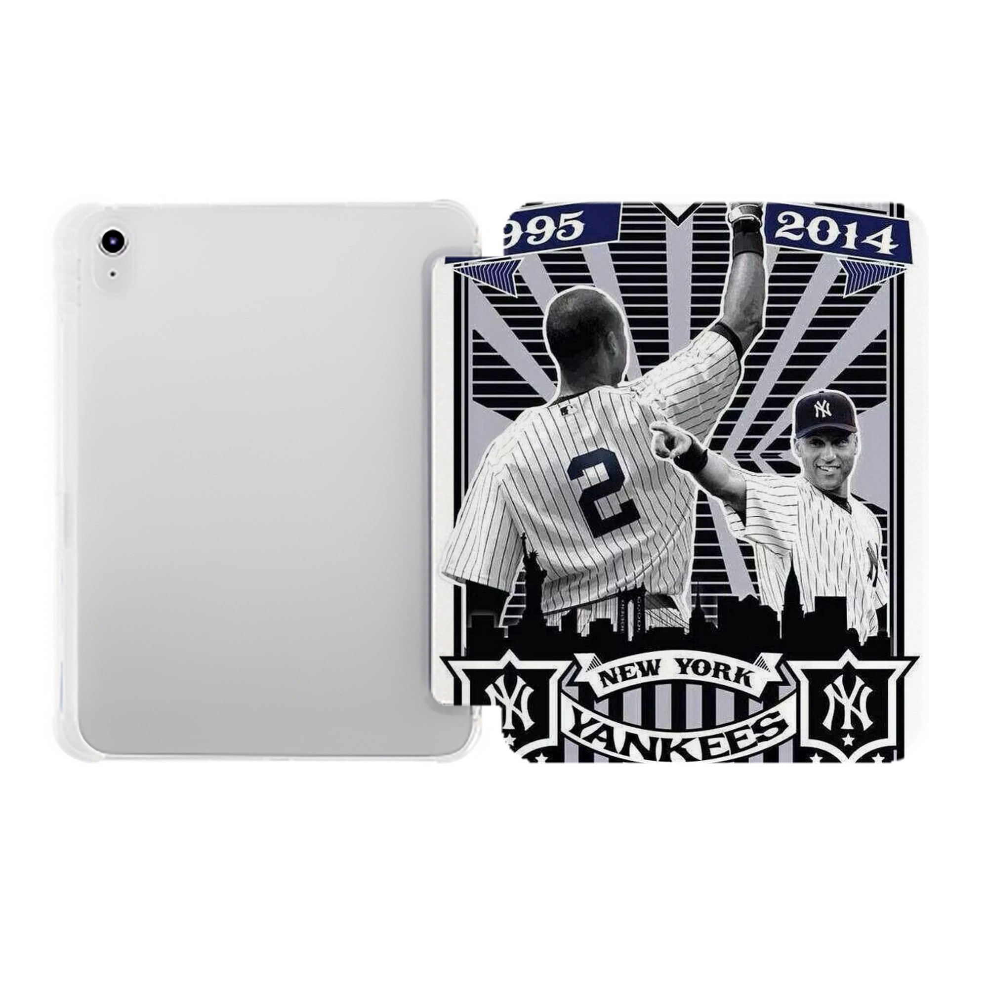 Derek Jeter 89 Premium Tri-Fold PU Leather & Silicone IPad Case With Pencil Slot – Fits 9.5,10.5,10.9 – Adjustable Stand, Slim, Protective